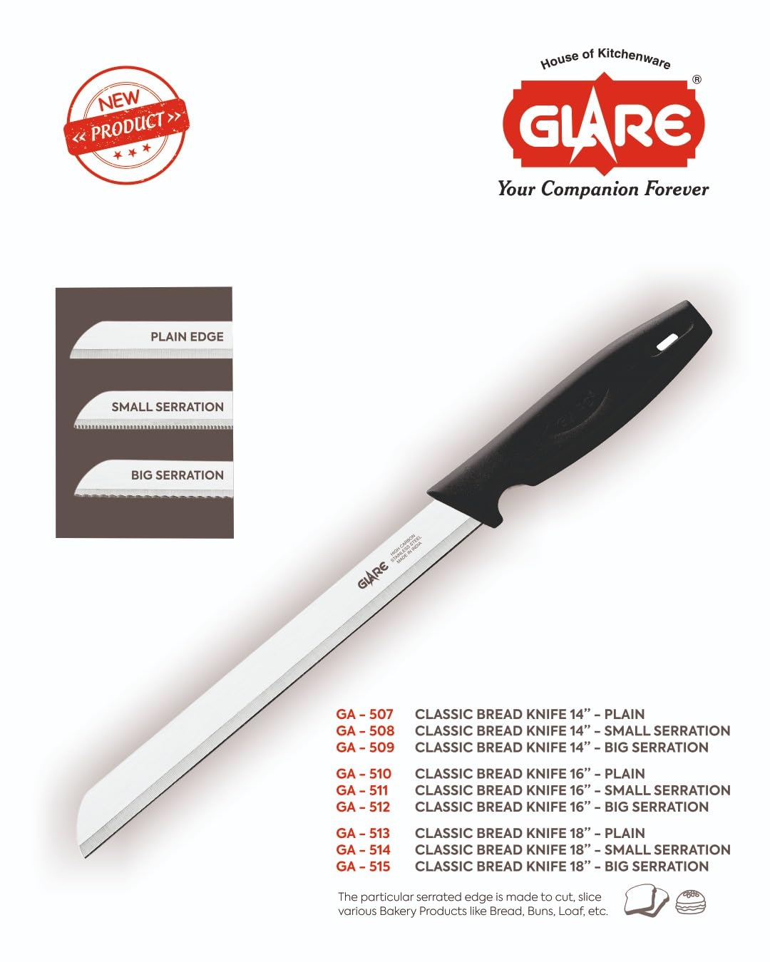 18-Inch Premium Classic Bread Knife - Ultra Sharp Stainless Steel Blade with Ergonomic Non-Slip Handle - Professional Chef Knife for Bread, Vegetables, Fruits & More - Perfect for Home Kitchens, Bakeries & Restaurants