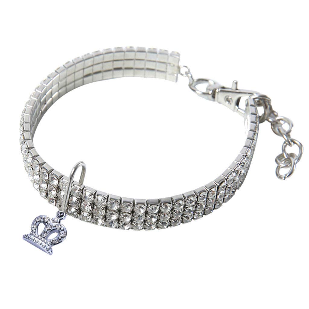 Sparkling Rhinestone Crystal Pet Collar for Cats & Dogs - Adjustable Glitter Pendant Necklace for Small Puppies | Perfect for Parties, Photos & Special Occasions