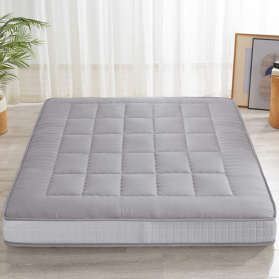 MAXYOYO Japanese Floor Mattress - Extra Thick Padded Tatami Mat for Sleeping & Lounging, Grey Style | Perfect for Guest Beds, Meditation, Yoga & Small Space Living