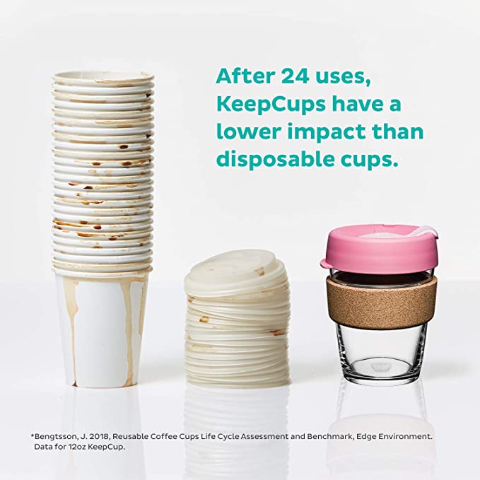 KeepCup Brew Cork Small 8oz Reusable Coffee Cup - Eco-Friendly Travel Mug for Hot & Cold Beverages - Perfect for Office, Commuting, and Outdoor Adventures