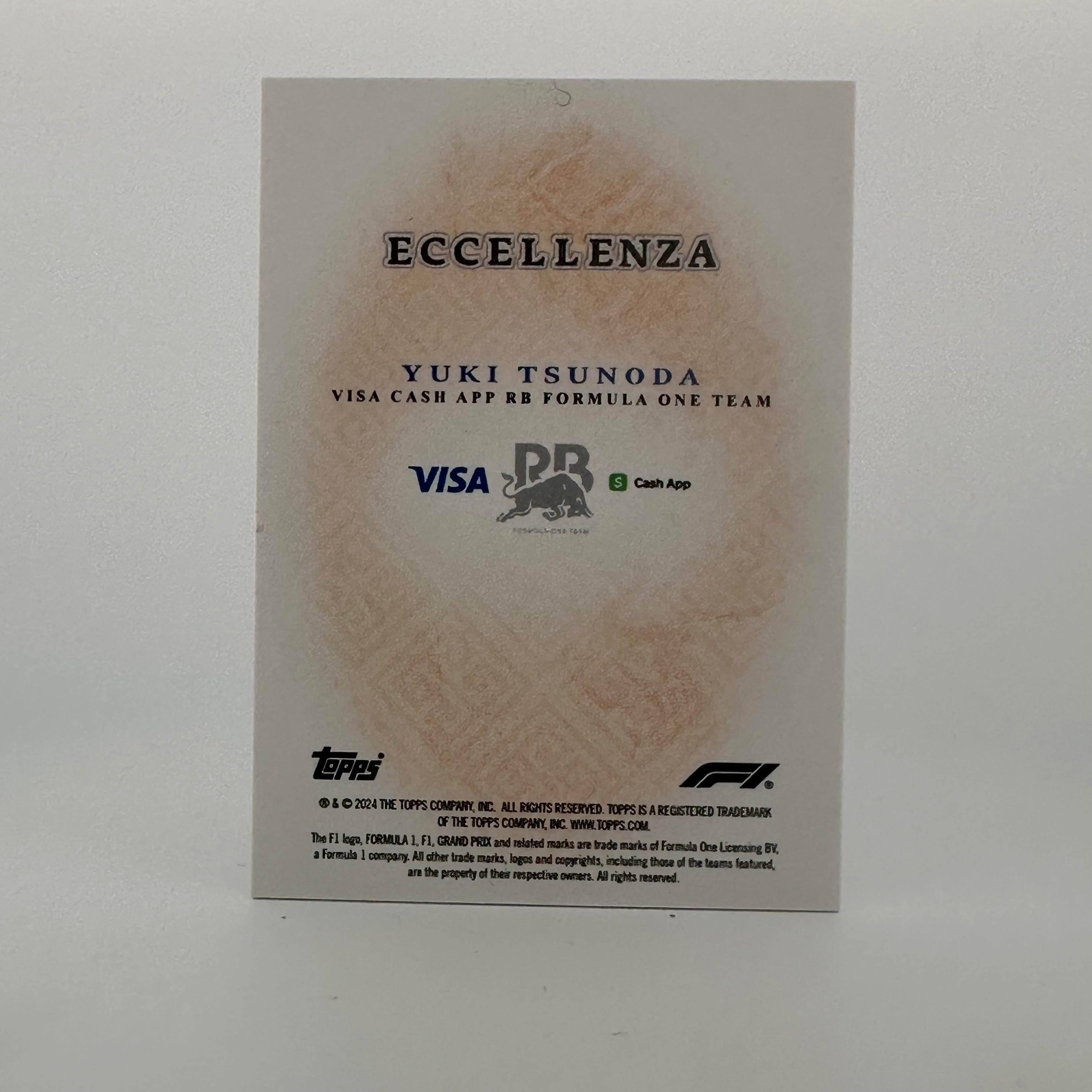 2024 Topps Eccellenza F1 Yuki Tsunoda Orange Driver Card - Perfect for F1 Collectors, Racing Fans & Sports Memorabilia Enthusiasts