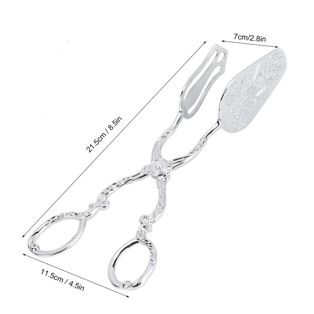 2Pcs Retro Zinc Alloy Bread Tongs - Silver Kitchen Utensils for Baking, Cooking & Serving - Perfect for Salad, Cake, Snacks & Pastry Handling - Ideal for Home Bakeries, Cafes & Restaurants