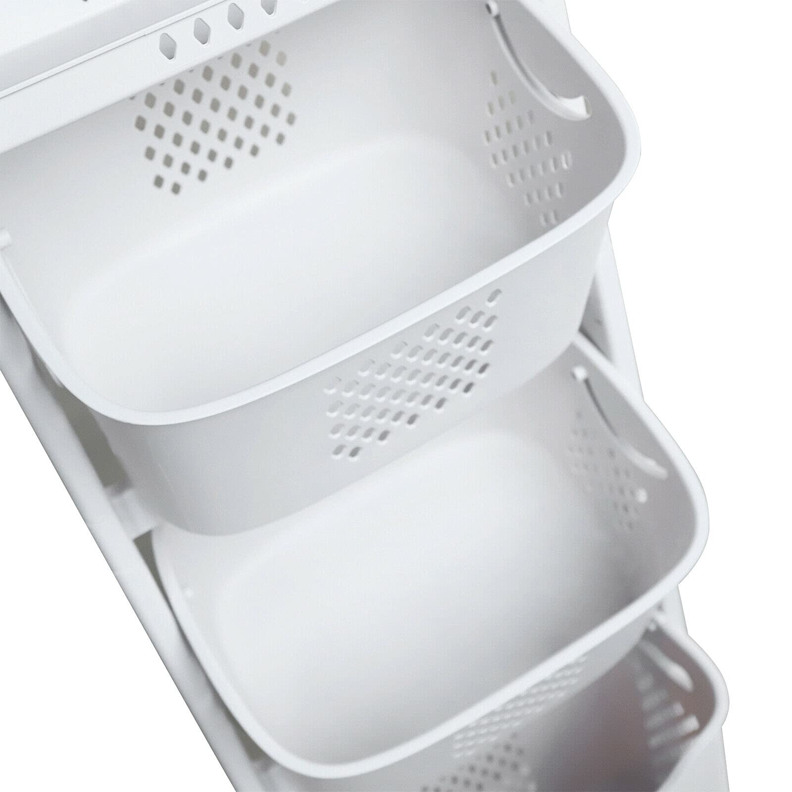 3-Tier Bamboo Laundry Basket with Wheels & Removable Storage Bins - Freestanding Clothes Hamper Organizer for Bedroom, Bathroom & Laundry Room - Easy Sorting & Storage Solution for Washing Clothes