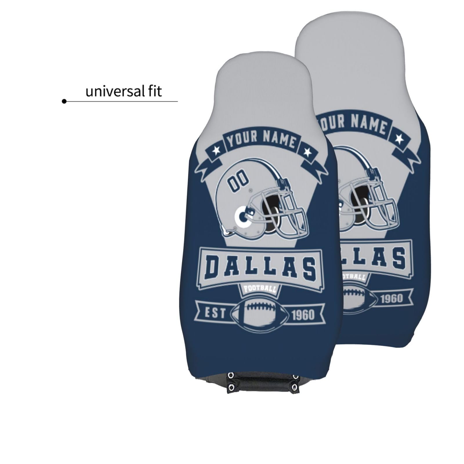 Custom Dallas Car Seat Covers - Personalized Name & Number Auto Seat Protectors | Non-Slip Elastic Soft Universal Fit for Cars, Trucks & SUVs (1PC/2PC) | Perfect for Road Trips, Daily Commute & Vehicle Protection