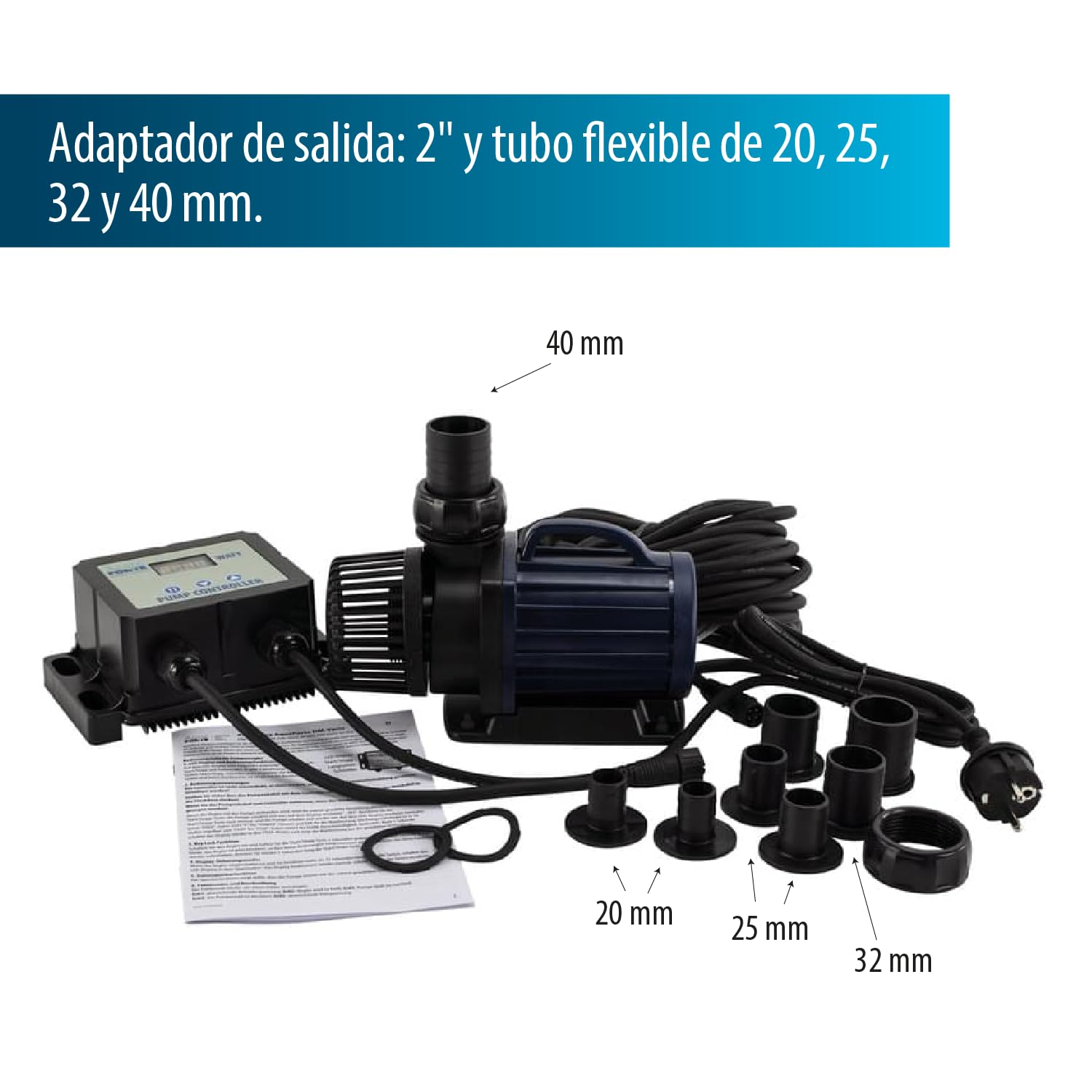 AquaForte DM-10.000 Vario S Adjustable Pond/Filter Pump - 34-85W, 6-10 m3/h Flow Rate, 5.5m Height - External Controller - Perfect for Garden Ponds, Waterfalls & Fountain Water Circulation
