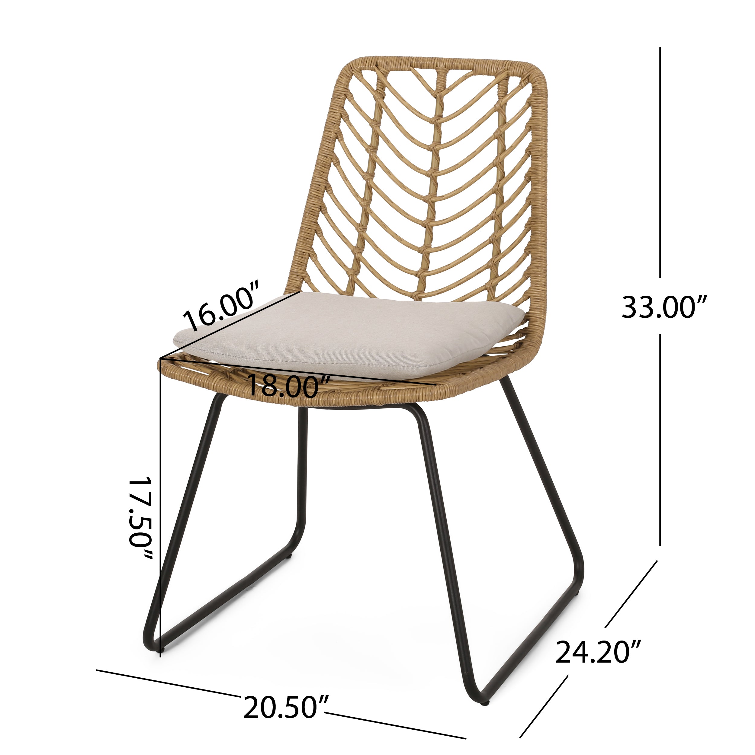 DEJA CHAIR Set of 2 with 2 Cushions - Modern Patio Lounge Chairs for Outdoor, Garden, Poolside & Balcony Relaxation