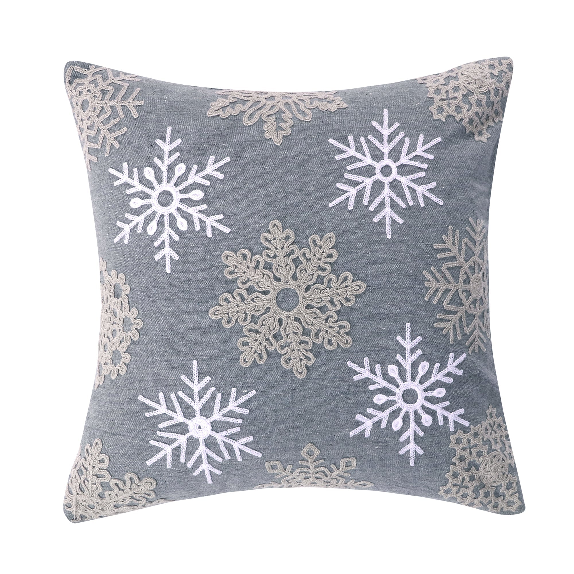Rudolph Snowflake Grey Decorative Throw Pillow - Soft Christmas Holiday Cushion for Sofa, Bed & Home Decor