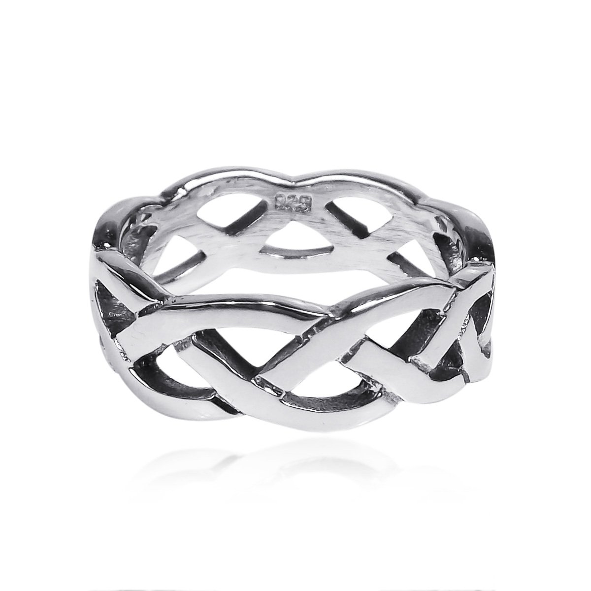 Celtic Knot Eternity Band .925 Sterling Silver Ring for Women | Delicate Wedding & Fashion Jewelry | Trendy Comfort Fit Statement Ring | Sizes 6-10 | Perfect for Weddings, Anniversaries & Everyday Wear