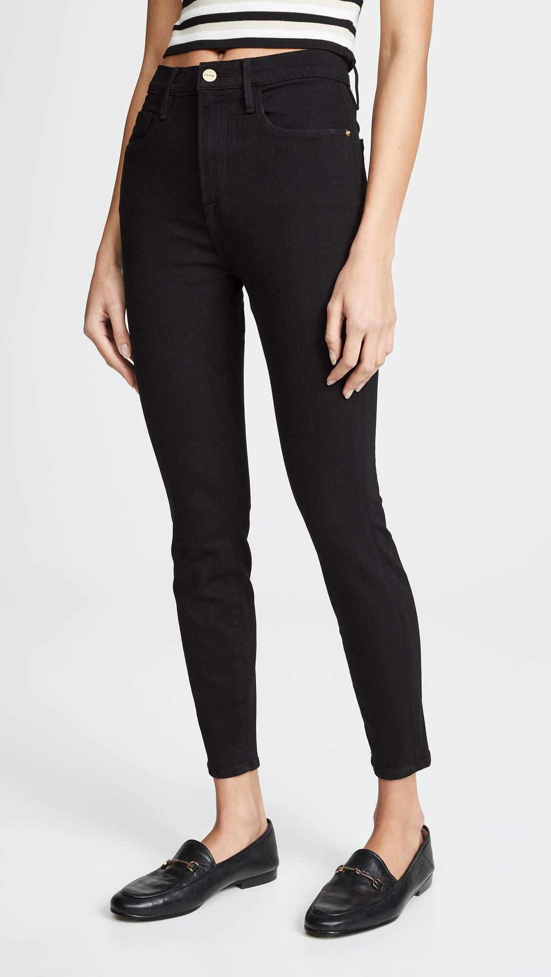 FRAME Women's Ali High Rise Skinny Cropped Cigarette Jeans - Slim Fit Stretch Denim Pants for Casual & Night Out Outfits
