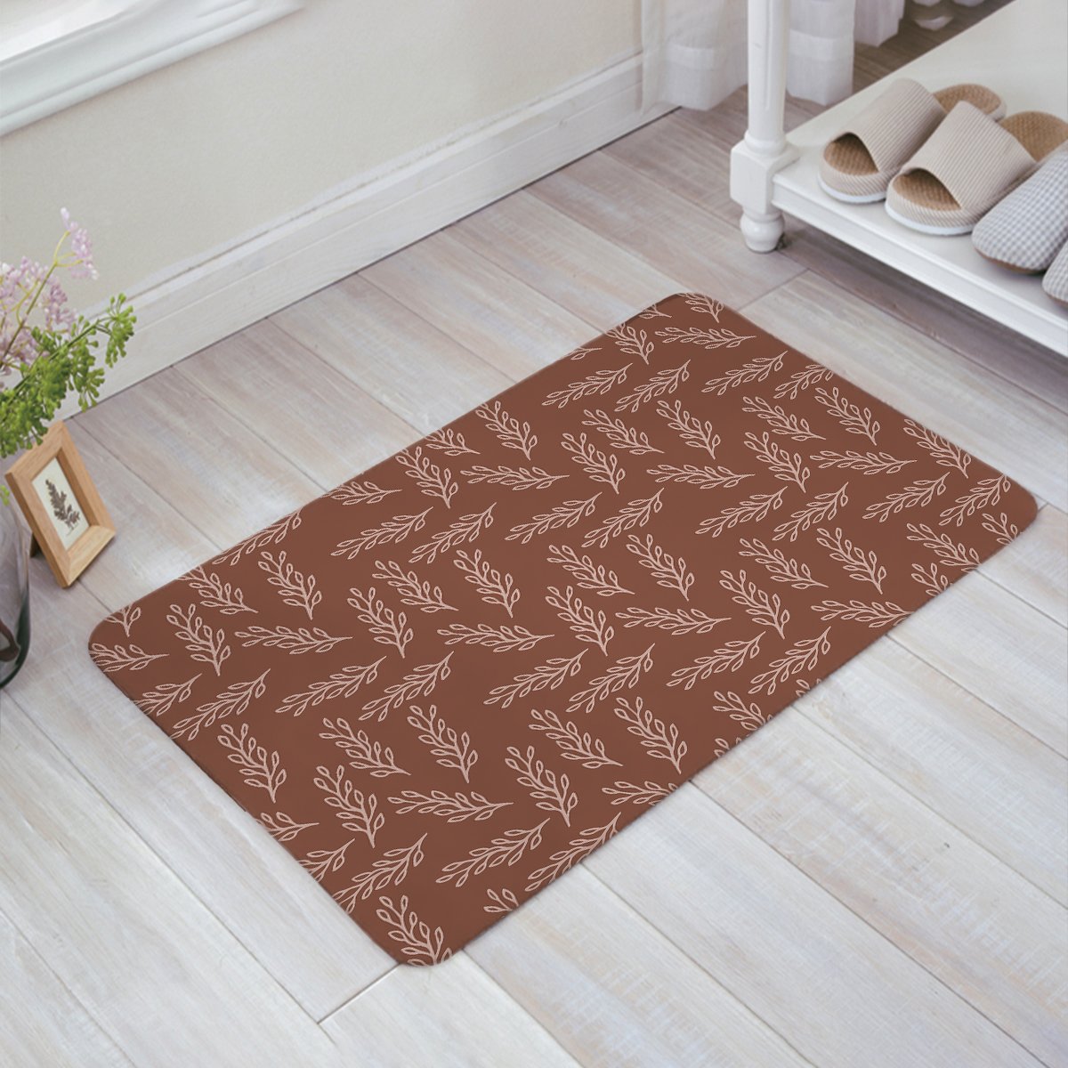 Libaoge Abstract Fresh Leaves Print Doormat - Non-Slip Welcome Mat for Indoor/Outdoor Use, Perfect for Entryway, Bathroom & Patio - Waterproof & Durable Floor Mat for Home Decor