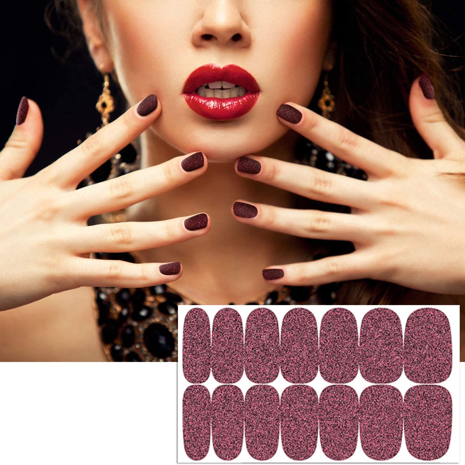 SILPECWEE 20 Sheets Glitter Nail Polish Strips - Self-Adhesive Nail Wraps with Nail File | DIY Nail Art Stickers for Women | Perfect for Parties, Weddings & Home Manicures