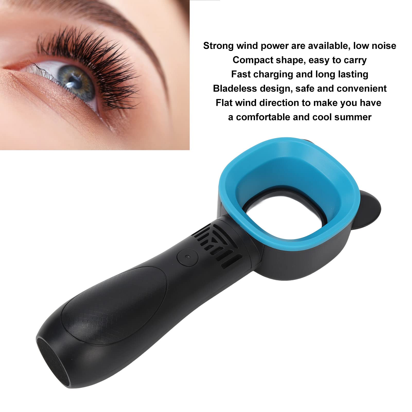 EXCLUZO USB Bladeless Eyelash Dryer - Flat Wind Direction Lash Fan for Eyelash Extensions, Quick Drying Lash Glue, Salon & Home Use (Black) | Perfect for Summer, Professional & DIY Lash Application