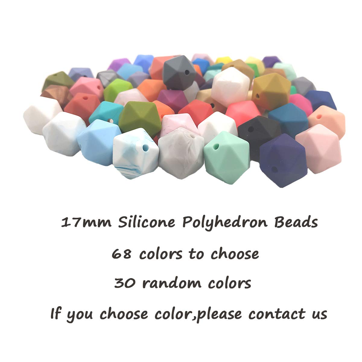 17mm Silicone Pearl Beads for DIY Jewelry & Keychains - 30pcs Hexagon Beads for Crafts & Gifts
