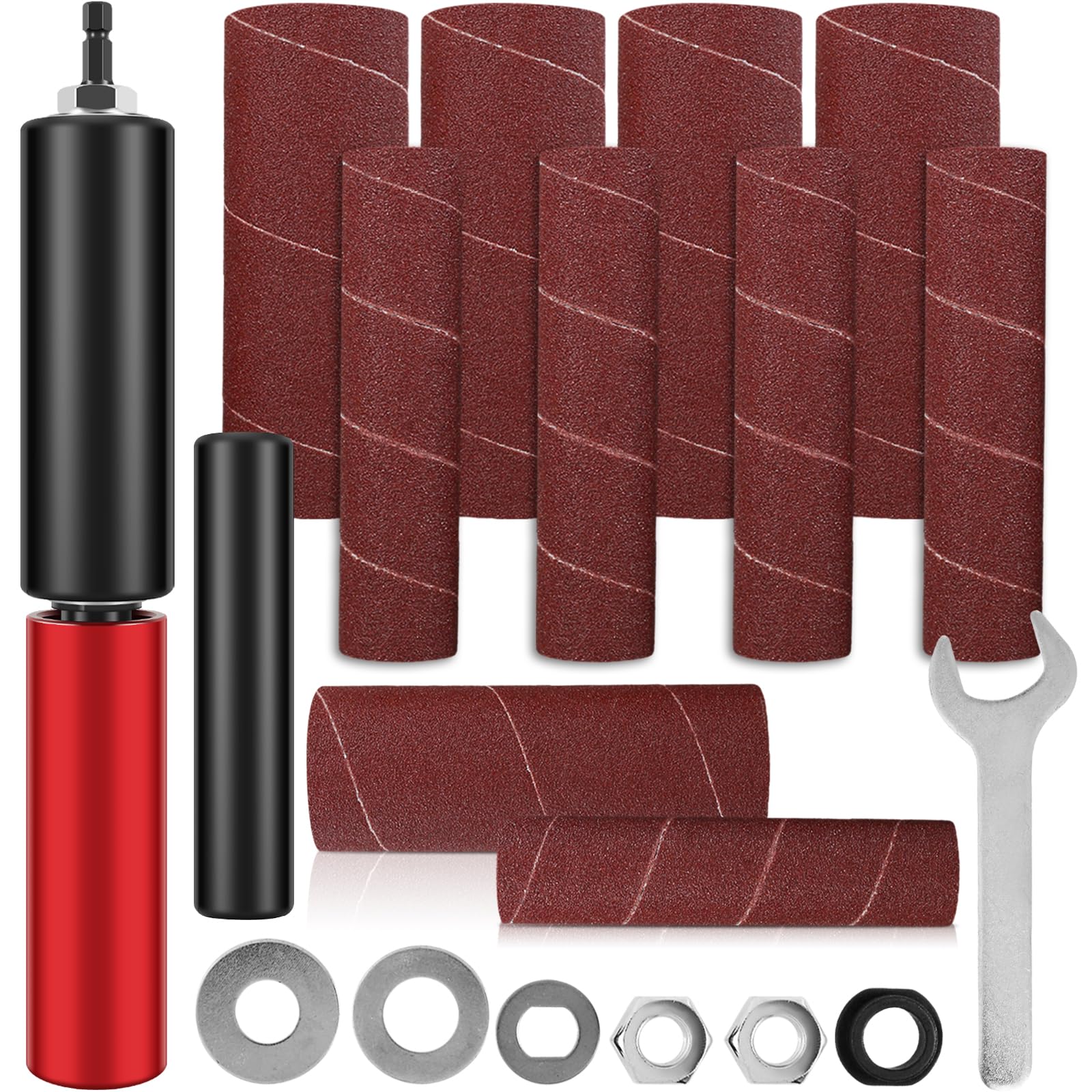 **Portable Drum Sander Kit for Drill – 120 Grit Sanding Drum with Rubber Sleeves for Wood, Metal & Plastic – Handheld Spindle Sander for DIY, Furniture, Crafts & Automotive Polishing**