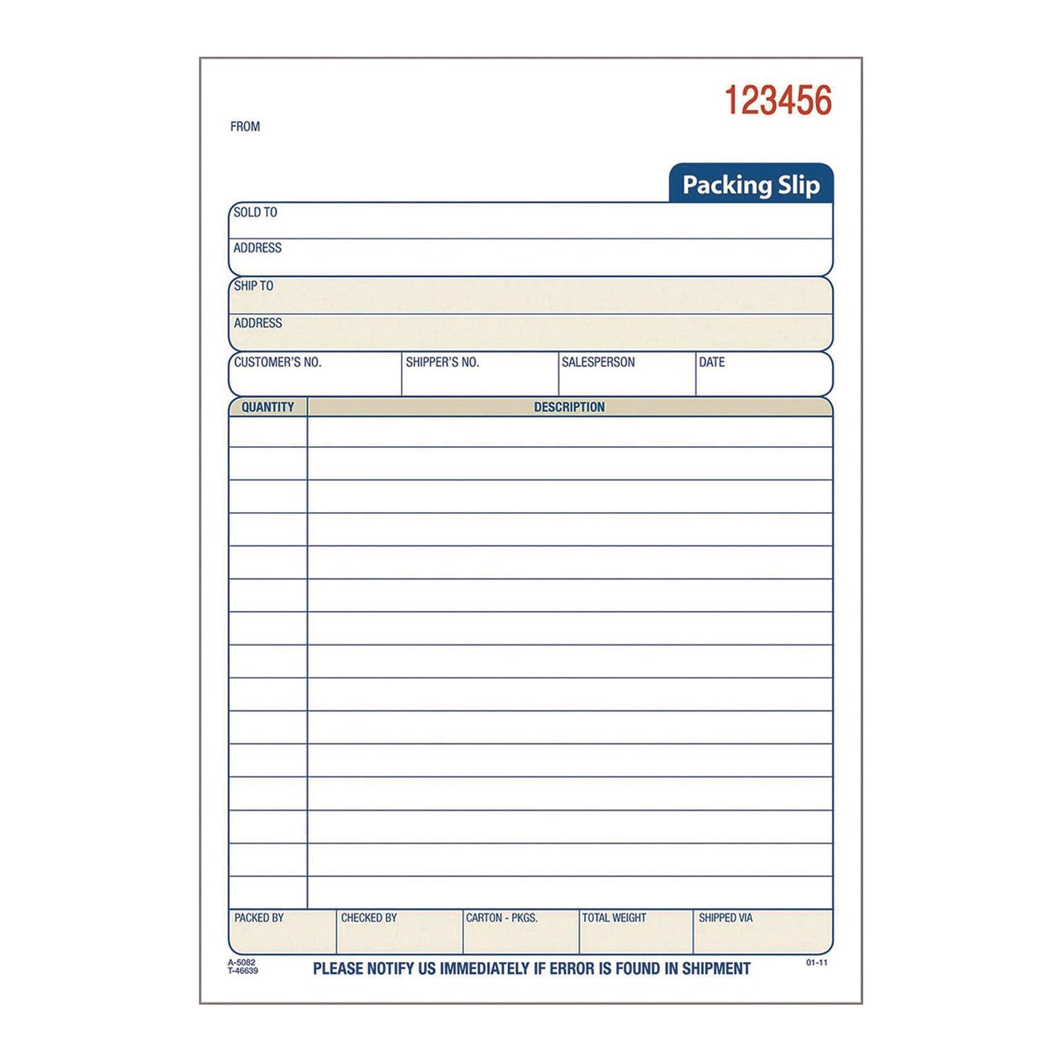 Adams® Multipart Packing List Forms - 3-Part Carbonless, 5.56