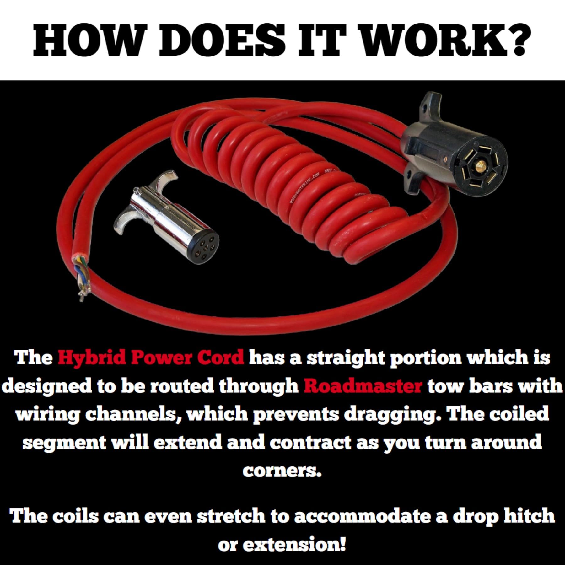 Roadmaster 1676-7 Single Coiled to Straight Hybrid 7-Wire to 6-Wire Power Cord Adapter | Universal Fit for Heavy-Duty Equipment | Waterproof, Oil & Chemical Resistant | Easy Installation with Instructions | Ideal for Industrial, Marine & Automotive Use