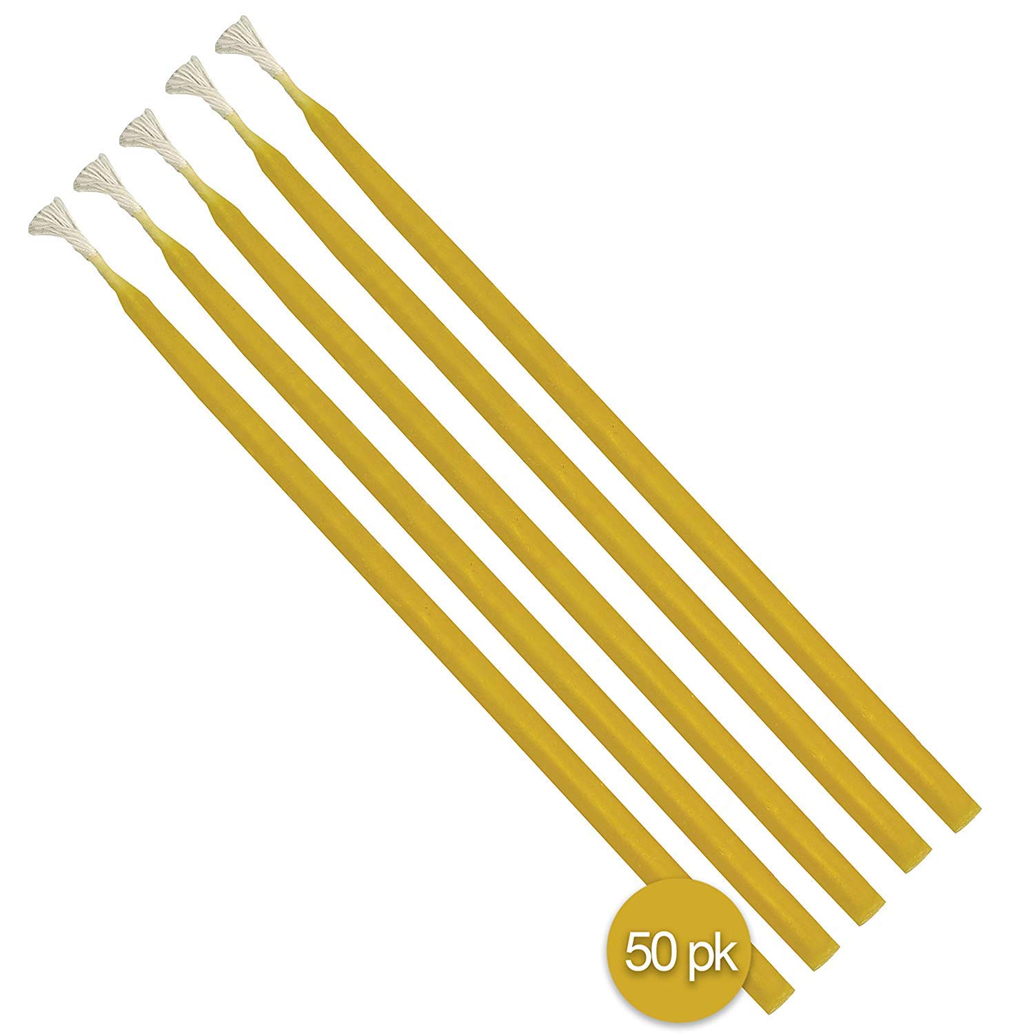 Hyoola Beeswax Skinny Taper Candles - 50 Pack Natural Dripless Decorative Candles | Long-Lasting Burn, Elegant Taper Design with Soothing Honey Scent | 9 Inch Handmade in USA | Perfect for Dinner Parties, Weddings & Home Decor