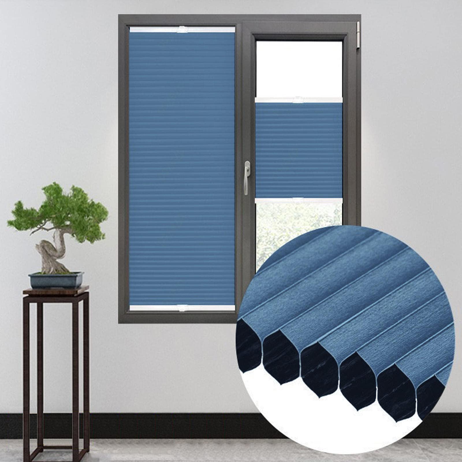 Cordless Honeycomb Cellular Shades for Windows & Doors - 30-120cm Wide Light Filtering Blinds, Temporary Pleated Window Coverings (100x100cm/39.4x39.4in) - Perfect for Bedroom Privacy & Office Light Control