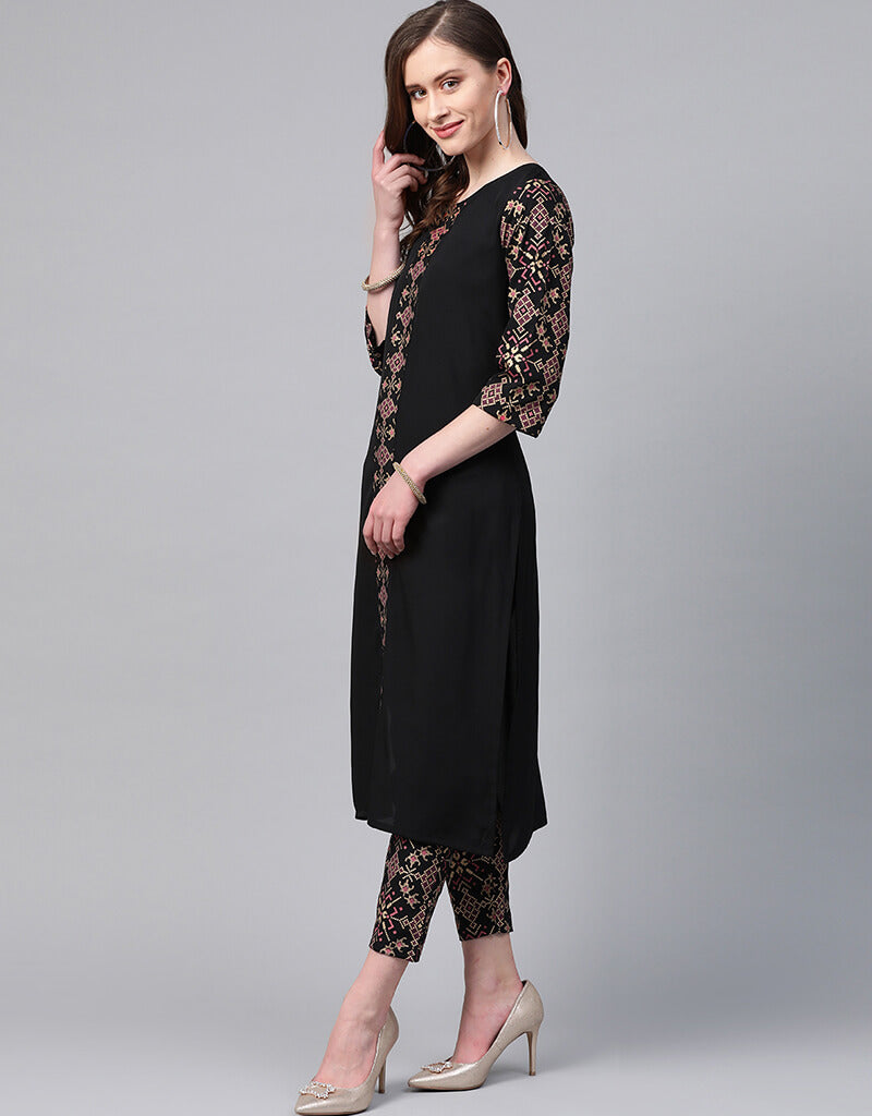 Black Crepe Straight Leg Pants for Women - Comfortable Office & Casual Wear - Perfect for Work, Travel & Everyday Outfits