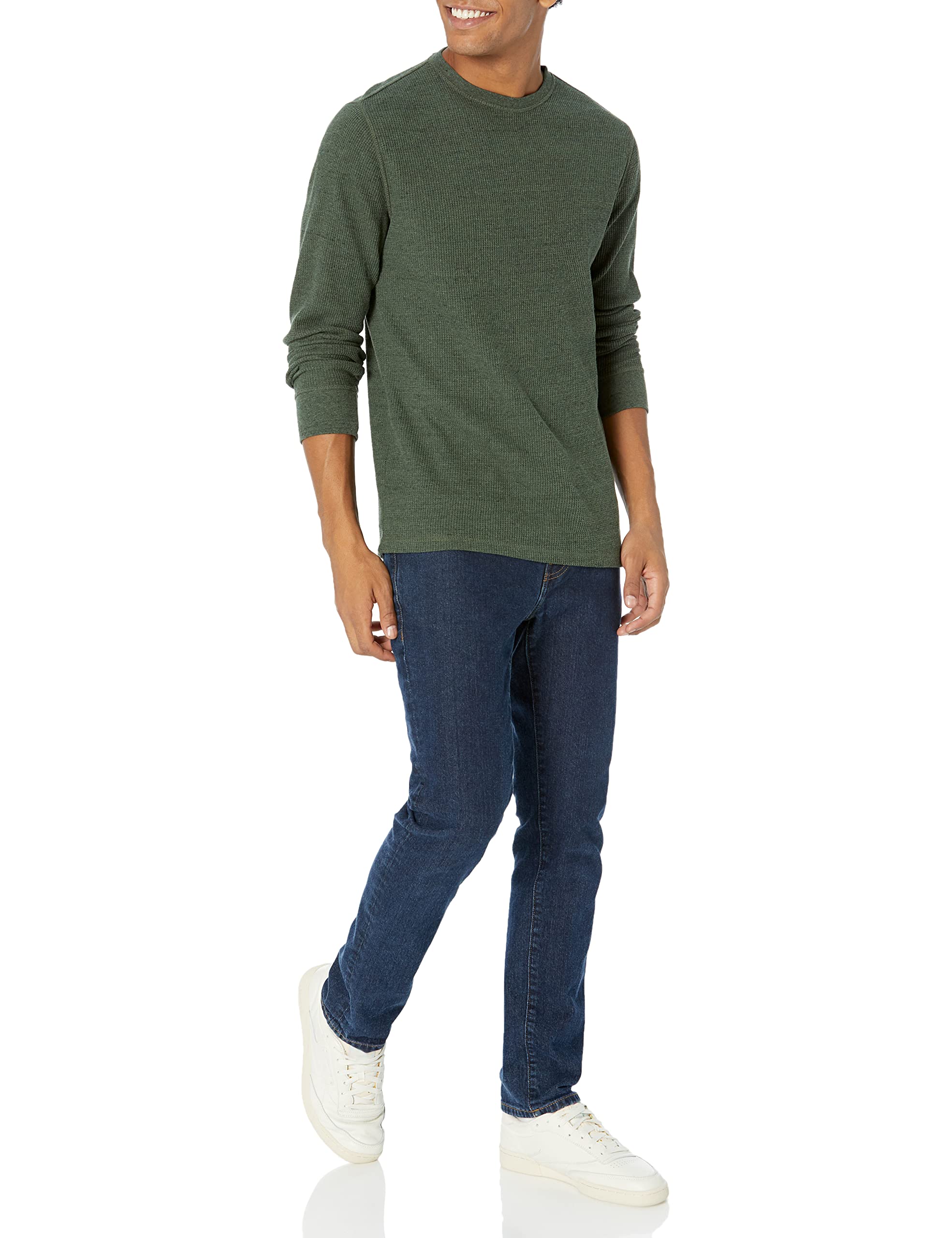 Amazon Essentials Men's Slim-Fit Long-Sleeve Waffle Shirt - Comfortable Thermal Henley for Winter Layering, Casual & Outdoor Activities