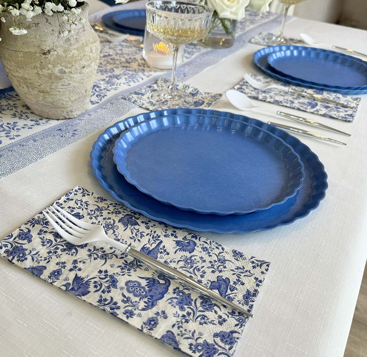 Regal Blue Peacock Cocktail Napkins - Pack of 20 | Elegant Party Napkins for Weddings, Cocktail Parties & Special Events
