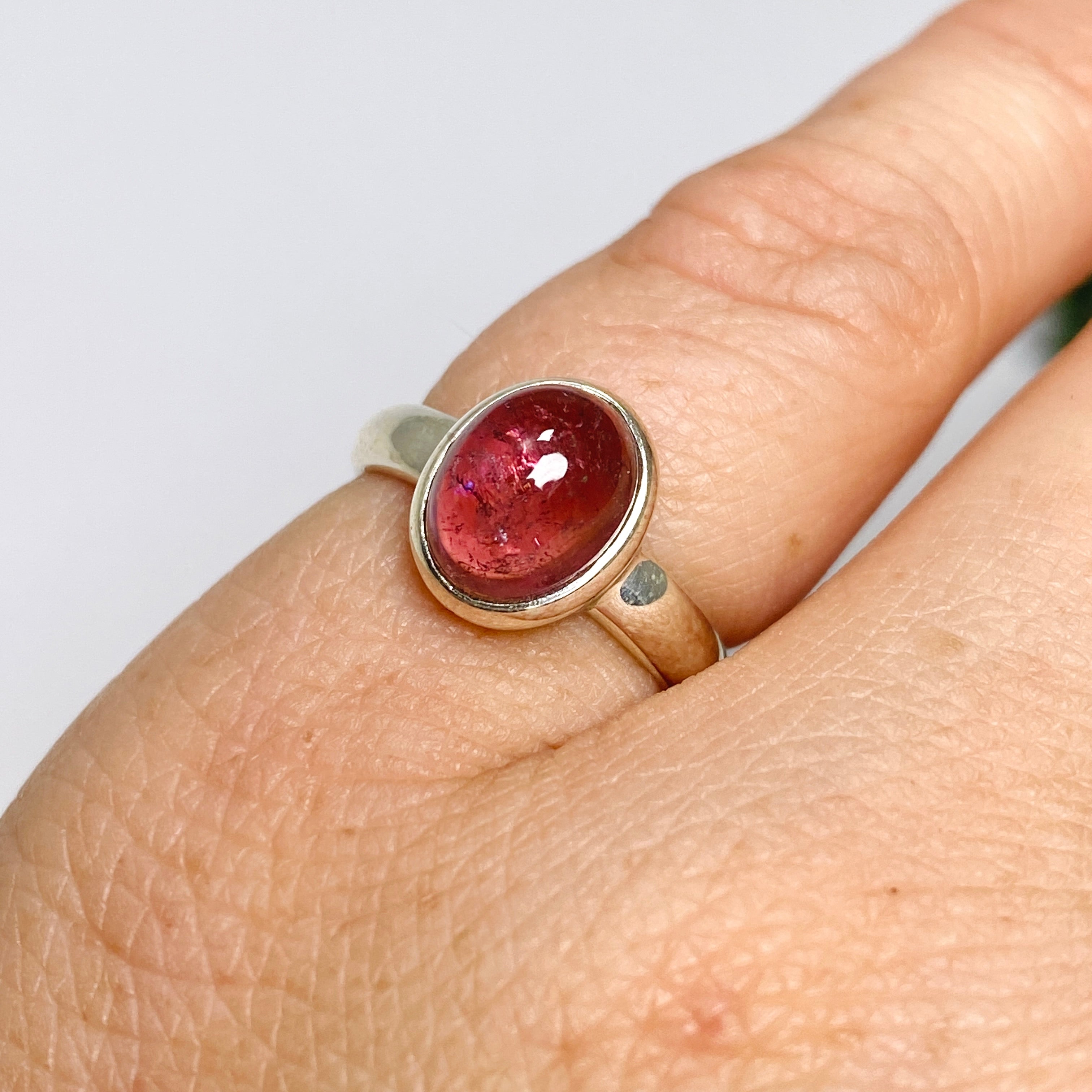 Pink Tourmaline Oval Cabochon Ring - Size 4.5 - PRGJ731 - Elegant Jewelry for Women, Perfect for Weddings, Anniversaries & Special Occasions