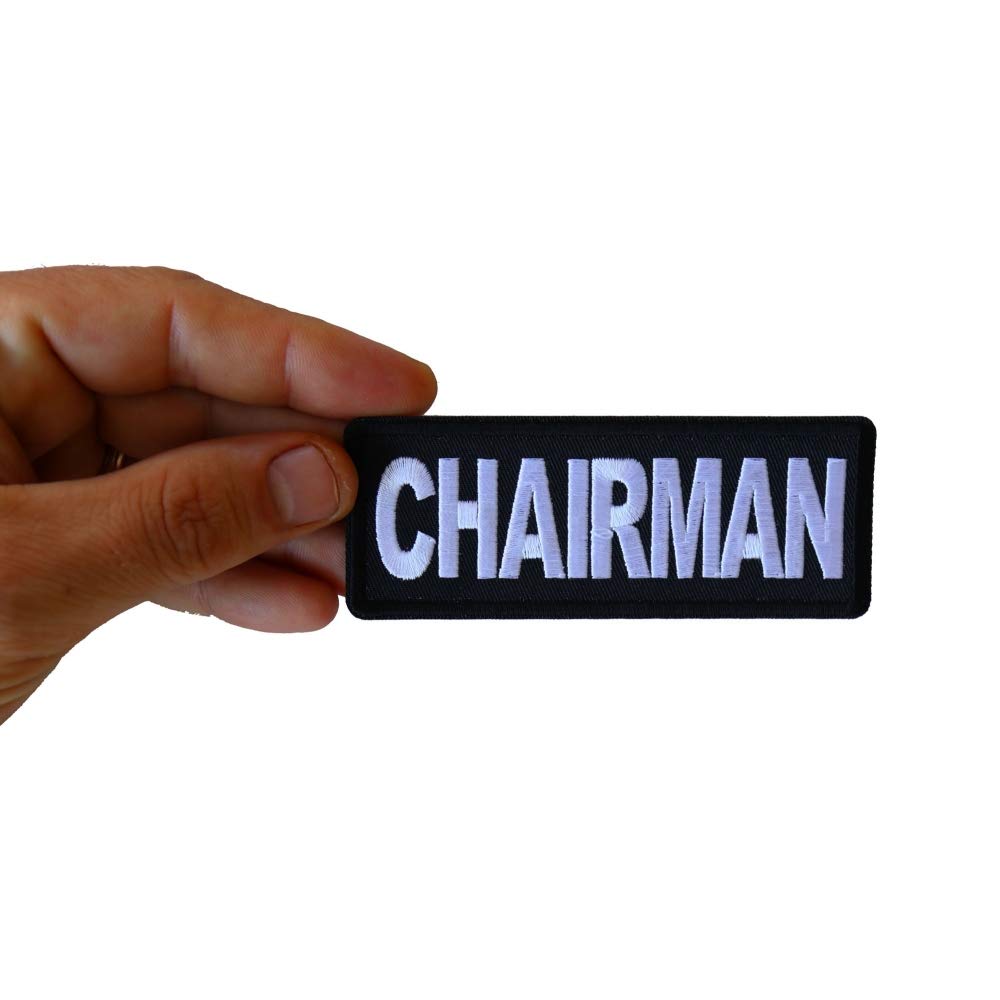 4x1.5 Inch Embroidered Iron On Chairman Patch - Premium Quality Sew On Badge for Jackets, Hats, Bags & DIY Crafts