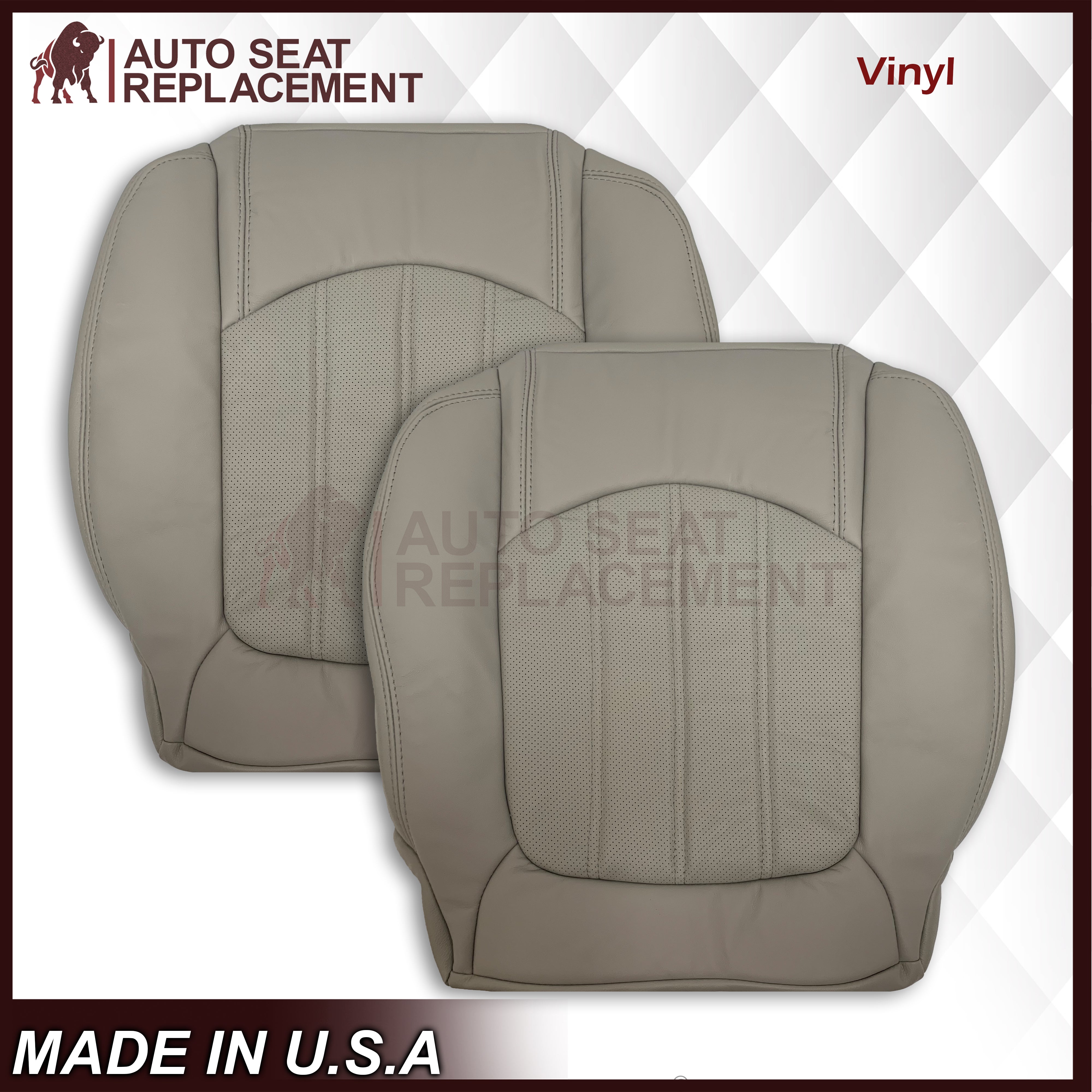 2008-2012 Buick Enclave Custom Fit Perforated Seat Covers - Gray Leather or Vinyl Options for Driver & Passenger Seats | Enhanced Comfort & Style for Road Trips & Daily Commutes