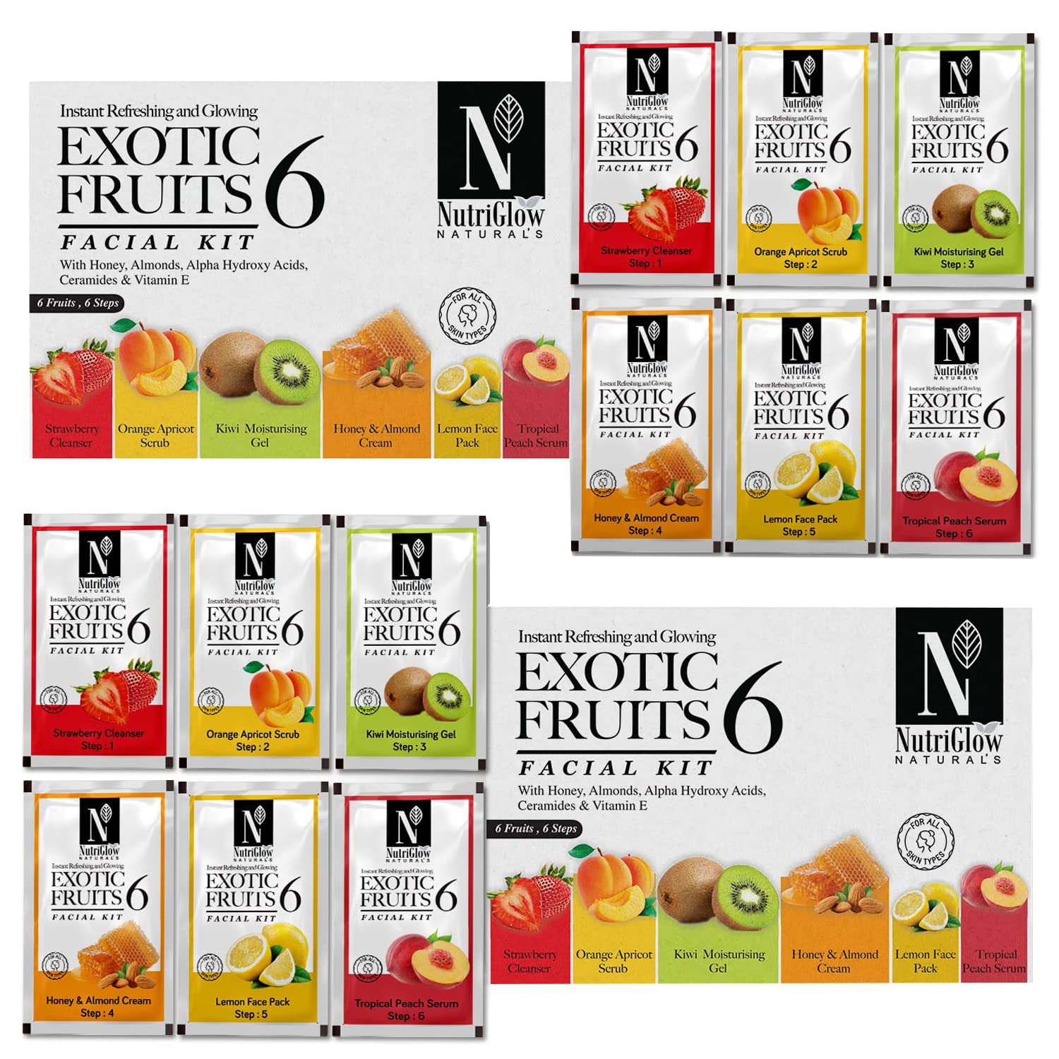 NutriGlow Natural Exotic Fruit Facial Kit with Honey & Vitamin E - Pack of 2 (60g Each) for Radiant Glow & Hydration | Perfect for Spa Day, Self-Care Routine & Gift Giving