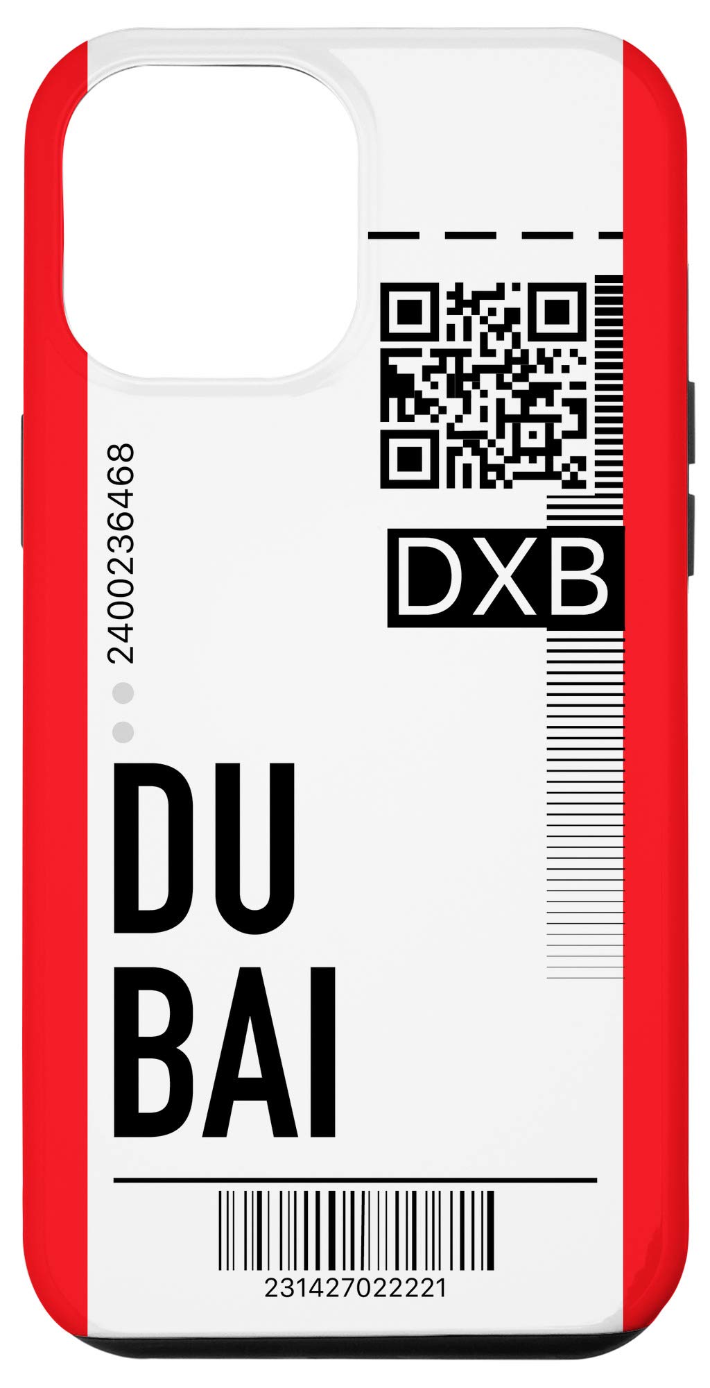 iPhone 12 Pro Max Phone Case - Dubai Air Flight Ticket Design with Boarding Pass & City Skyline | Stylish Red Protective Cover for Travel Enthusiasts & Frequent Flyers