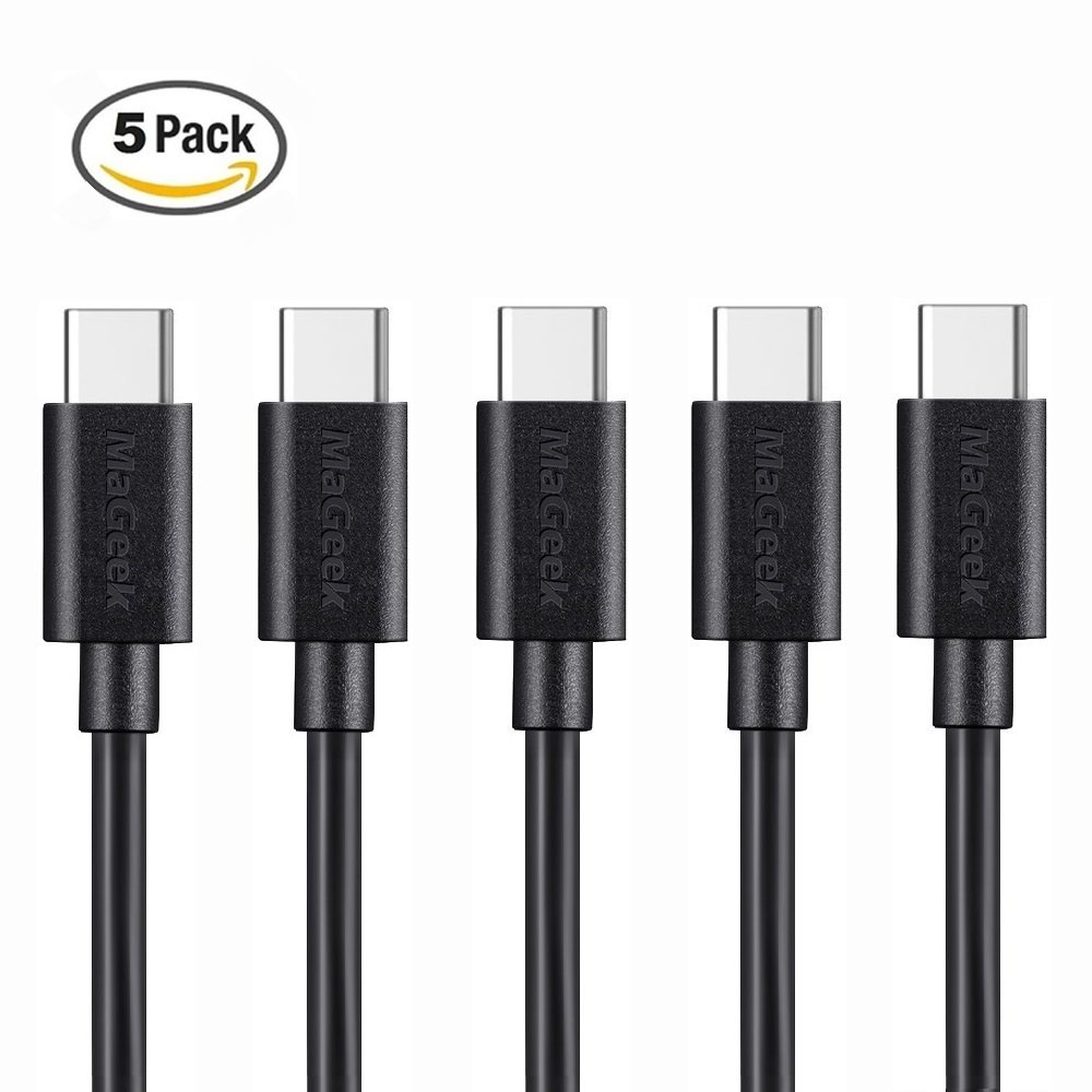 MaGeek 5-Pack USB C to USB C Cable 3.3ft, 60W PD Fast Charging Cord for iPhone 15, iPad, MacBook Pro, Samsung Galaxy S24/S23/S22, Google Pixel, Nintendo Switch - Durable Nylon Braided Black Cables for Home, Office & Travel Charging