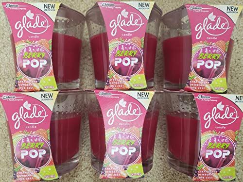 6-Pack Glade Berry Pop Scented Candles - Strawberry, Dewberry & Lime Zest Limited Edition (3.4oz) for Home Fragrance, Relaxation & Gift Giving