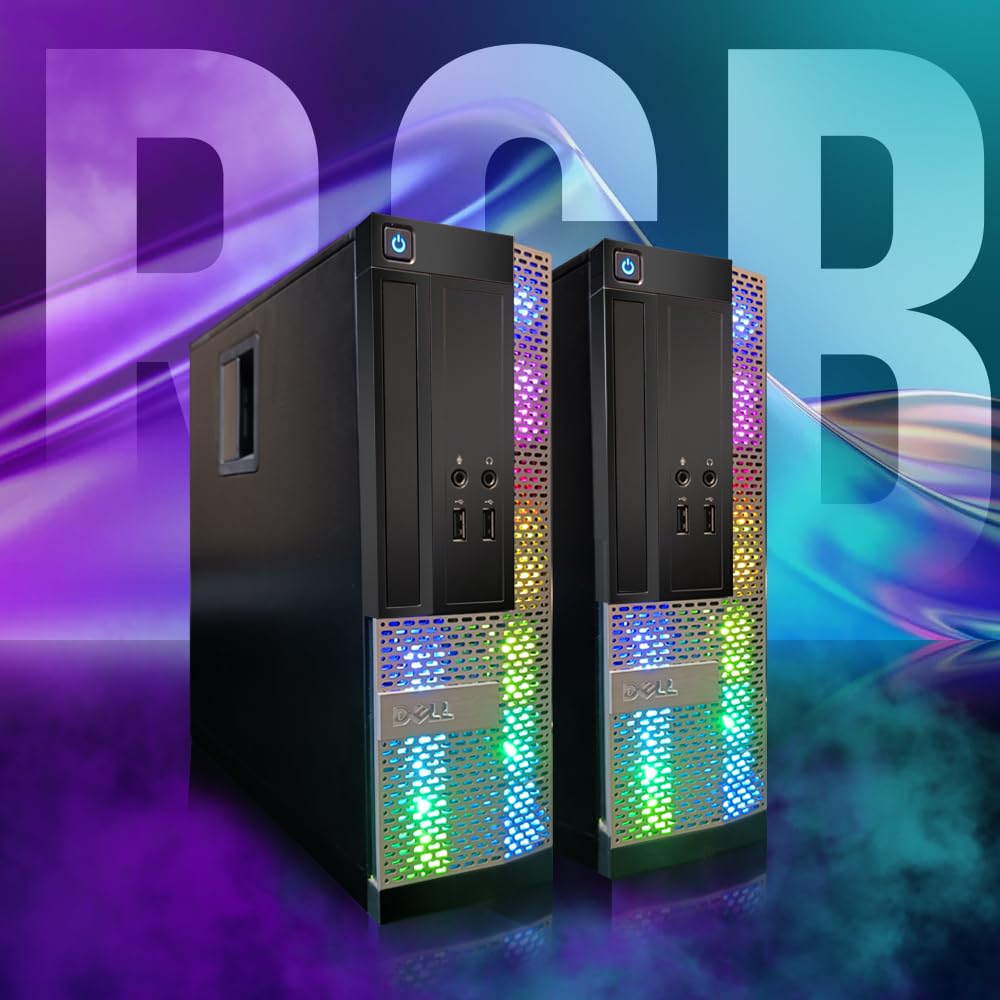 Dell OptiPlex RGB Gaming Desktop PC - Intel Core i7 Processor up to 3.8GHz, 16GB RAM, 512GB SSD, 22 Inch FHD LED Monitor, RGB Keyboard & Mouse, Bluetooth Soundbar, Webcam, WiFi, BT 5.0, Windows 10 Pro (Renewed) - Perfect for Home Office, Gaming & Streaming
