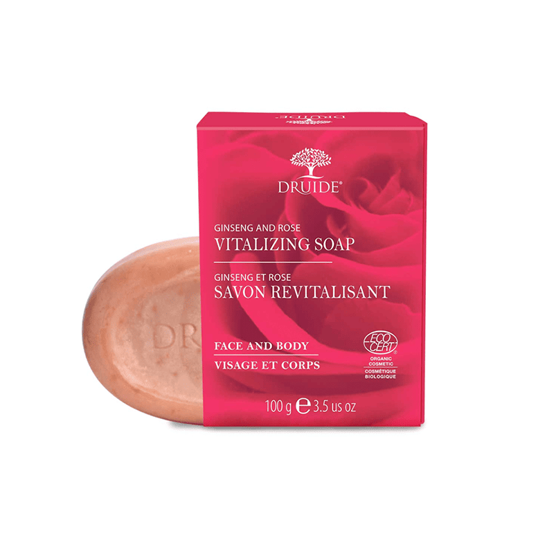 Druide Ginseng and Rose Revitalizing Soap 100g - Natural Skincare for Glowing Face & Body - Perfect for Daily Cleansing & Anti-Aging Routine