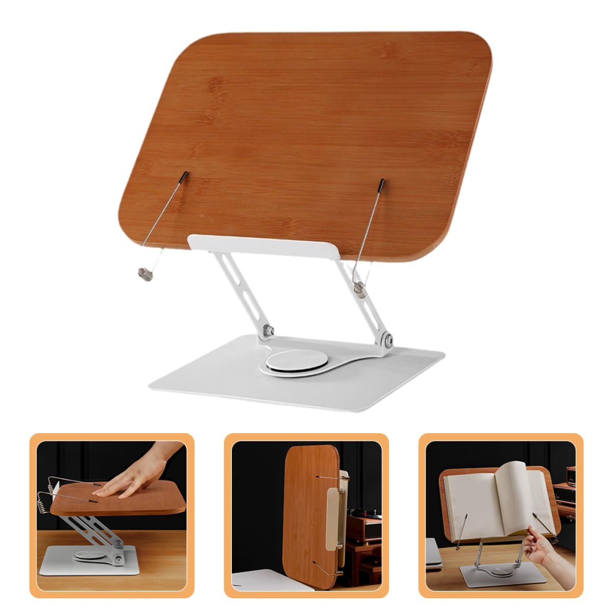 Adjustable Book Holder & Laptop Stand - BRIGHTFUFU Reading Stand for Cookbooks, Textbooks & Tablets - Perfect for Kitchen, Office & Study Desk Organization