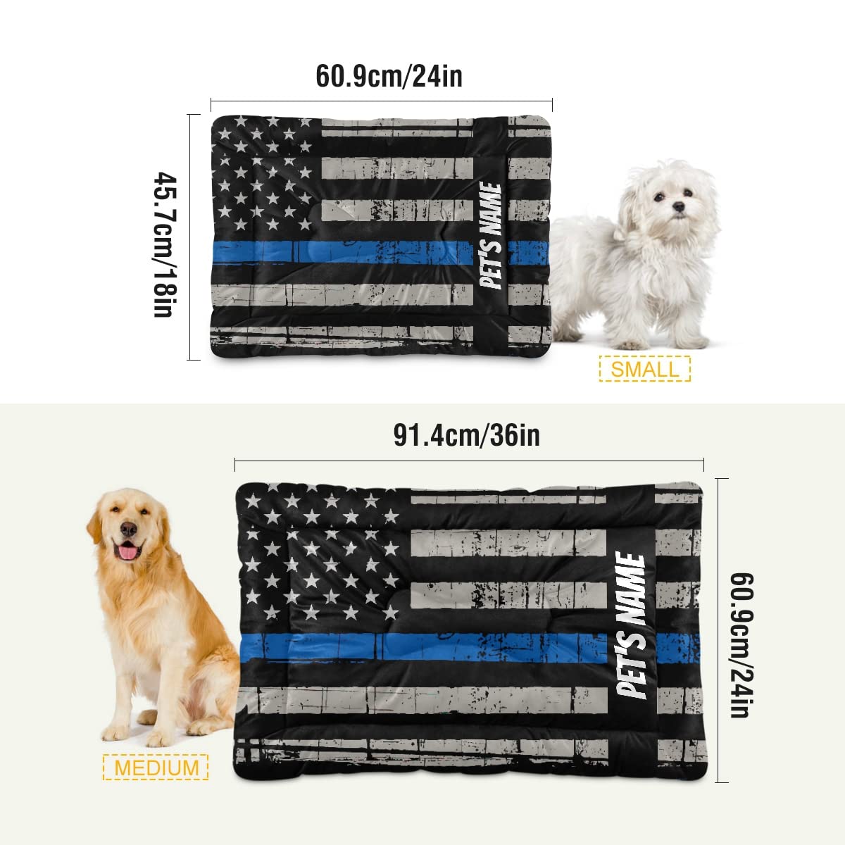 Personalized Dog Mat with Custom Pet Name - Ultra Soft Washable Pet Bed for Dogs & Cats - 24