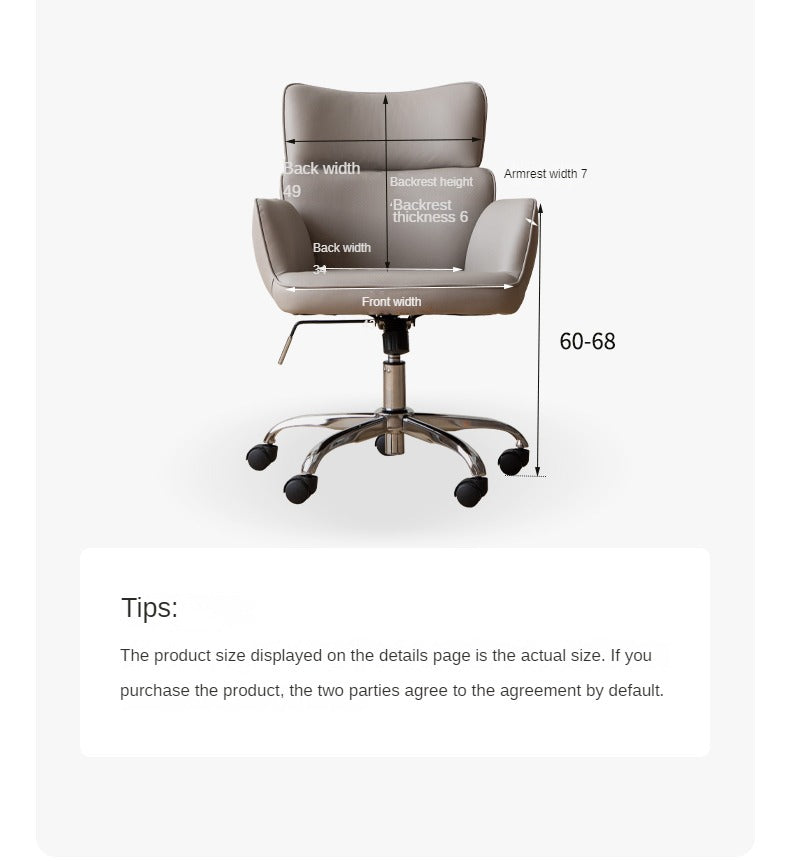 Premium Organic Leather Ergonomic Office Chair - Adjustable Height & Lumbar Support for Home & Workspace Comfort