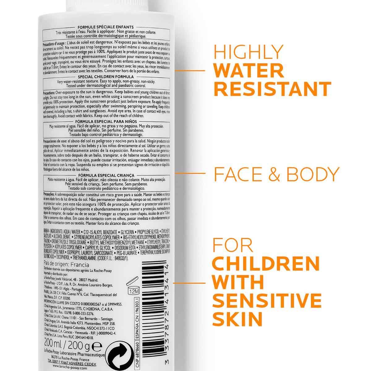 La Roche-Posay Anthelios Dermo Pediatrics SPF50+ Sunscreen Spray - Very High UVA/UVB Protection for Kids - Water-Resistant, Fragrance-Free - Perfect for Beach, Pool & Outdoor Activities