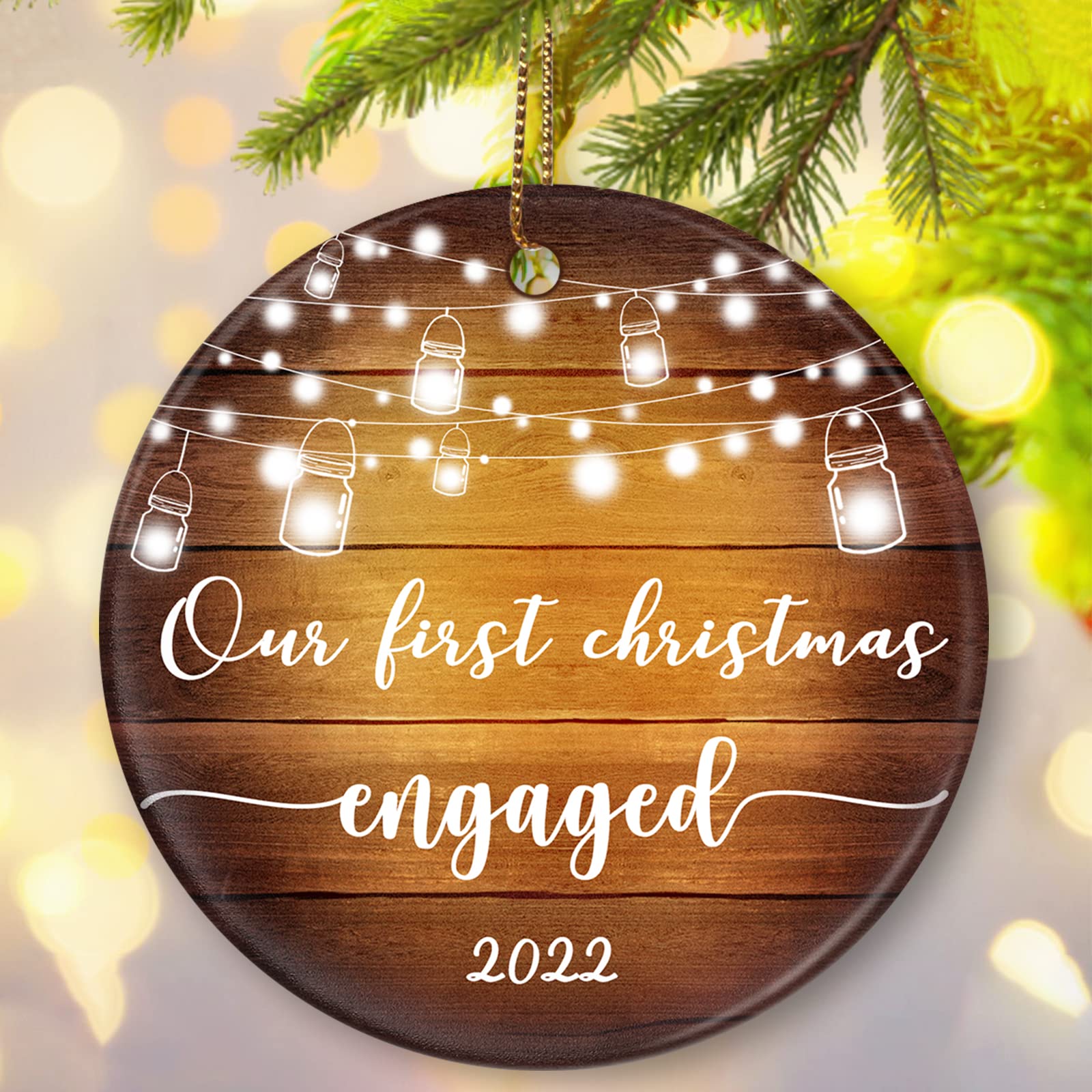 2022 Engaged Couple Christmas Ornament - Personalized Just Engaged Holiday Tree Decoration, Wedding Shower Gift for Newly Engaged - Perfect for First Christmas Together & Couples Holiday Decor