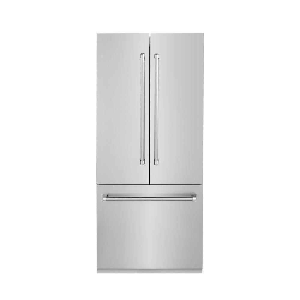 ZLINE 36 Inch Stainless Steel French Door Built-In Bottom Freezer Refrigerator - 19.6 cu. ft. Capacity with Water Dispenser & Ice Maker | Perfect for Modern Kitchens, Open Concept Homes & Luxury Apartments (Model RBIV 304 36)