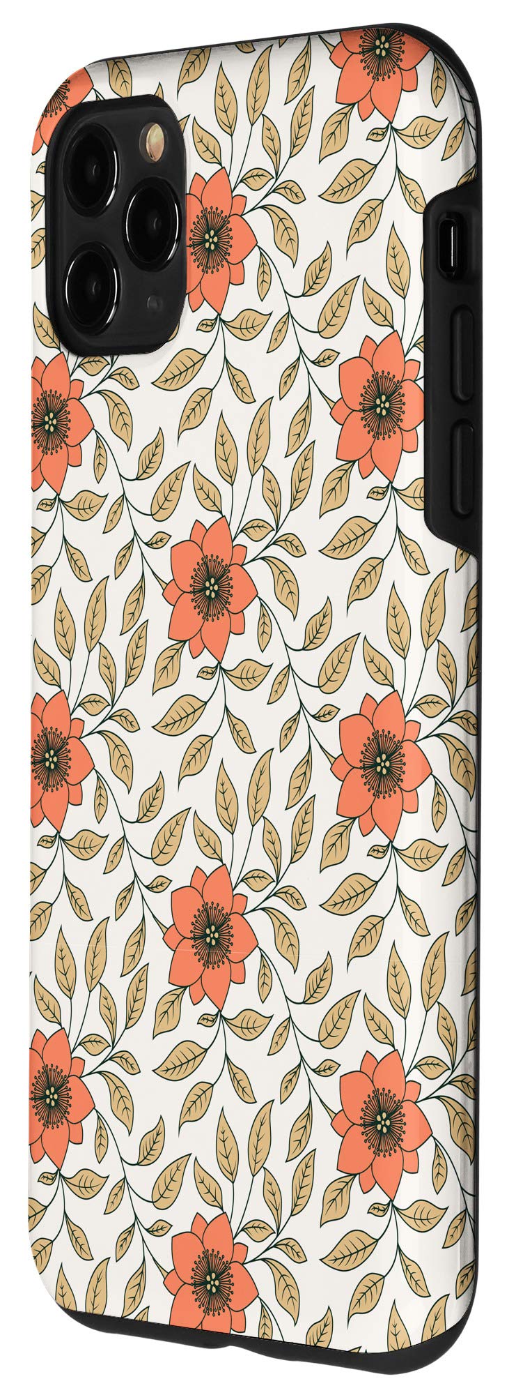 iPhone 11 Pro Max Case - Orange Yellow Floral Vine Design, Fall Garden Aesthetic, Hipster Style Protective Cover | Perfect for Autumn Outings, Coffee Dates & Instagram Photos