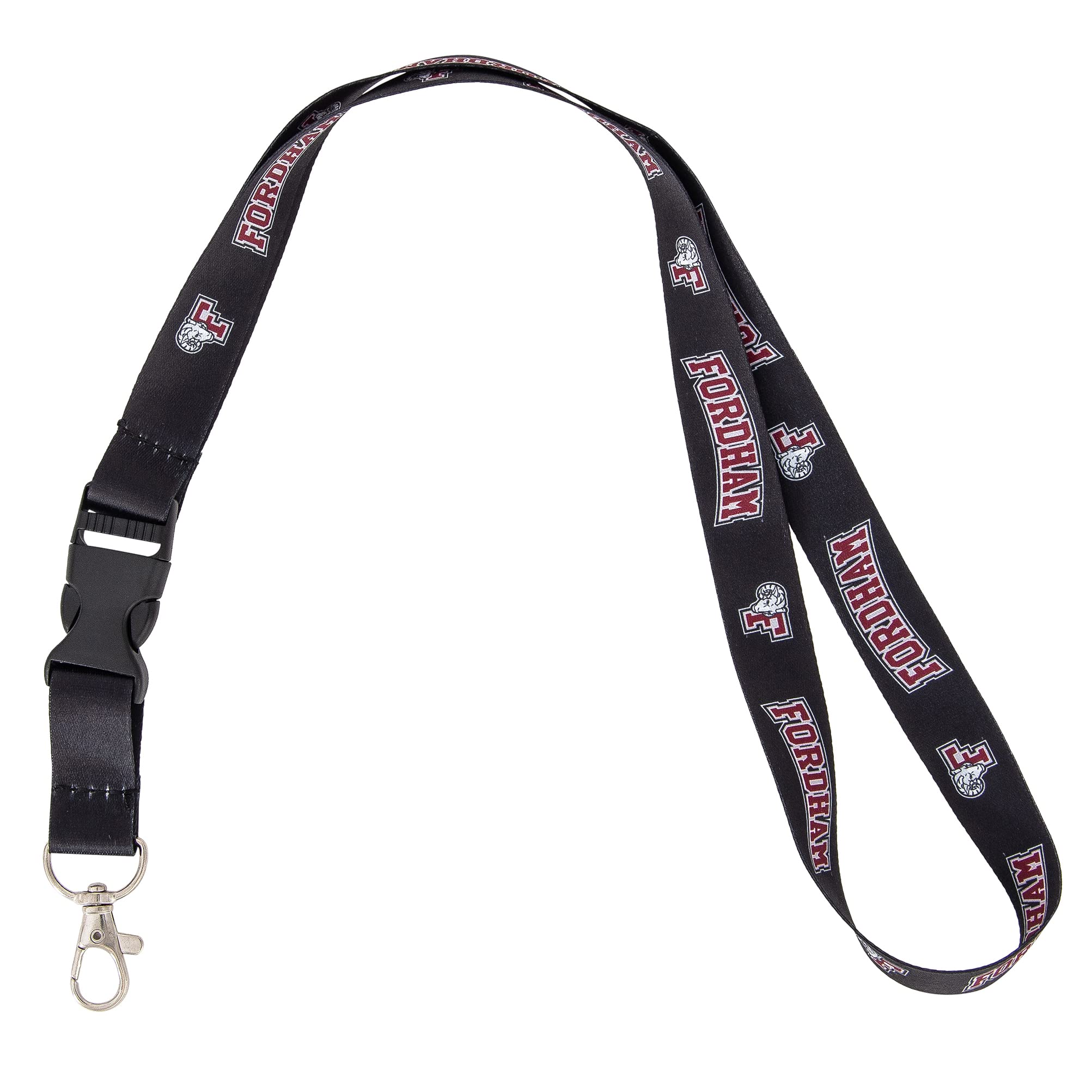 Fordham University FU Rams Lanyard - Detachable Breakaway Keychain with Snap Buckle for ID Badge, Car Keys & Essentials (Black) | Perfect for Campus Life, Work Security & Everyday Use