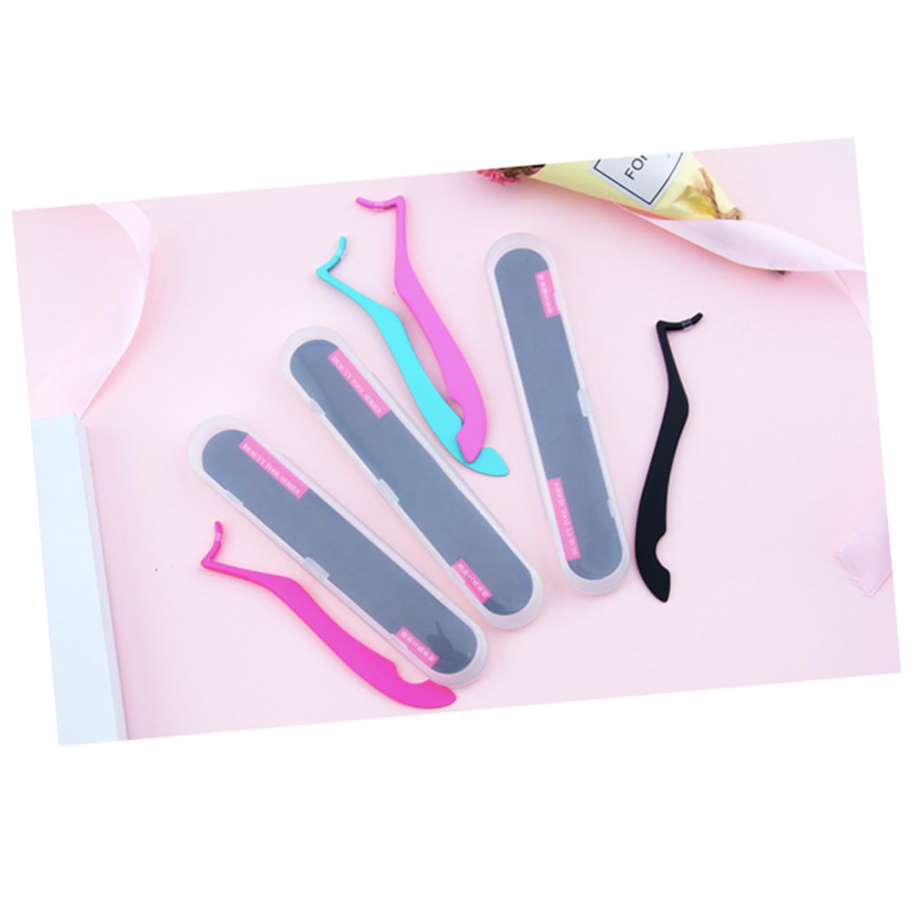 2 Pack Eyelash Extension Tweezers - Professional Lash Applicator Tool for Sensitive Lash Glue, Magnetic Eyelashes & Lash Lift Kit - Reusable Eyelash Curler & Adhesive Tool - Perfect for Salon, Home & Professional Makeup Use