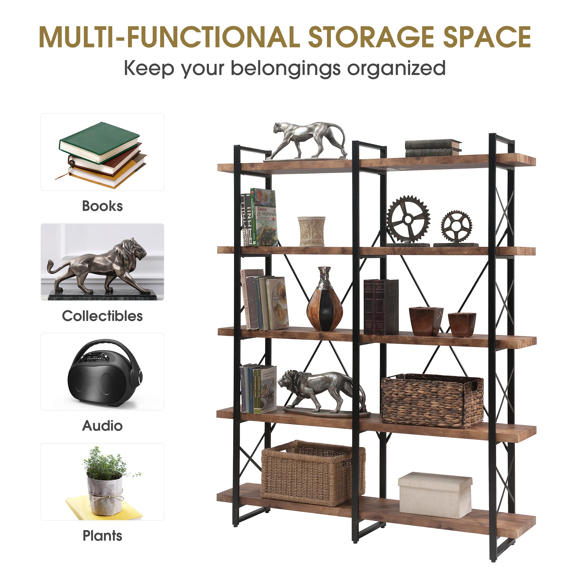Merax 5-Tier Industrial Bookshelf - 71
