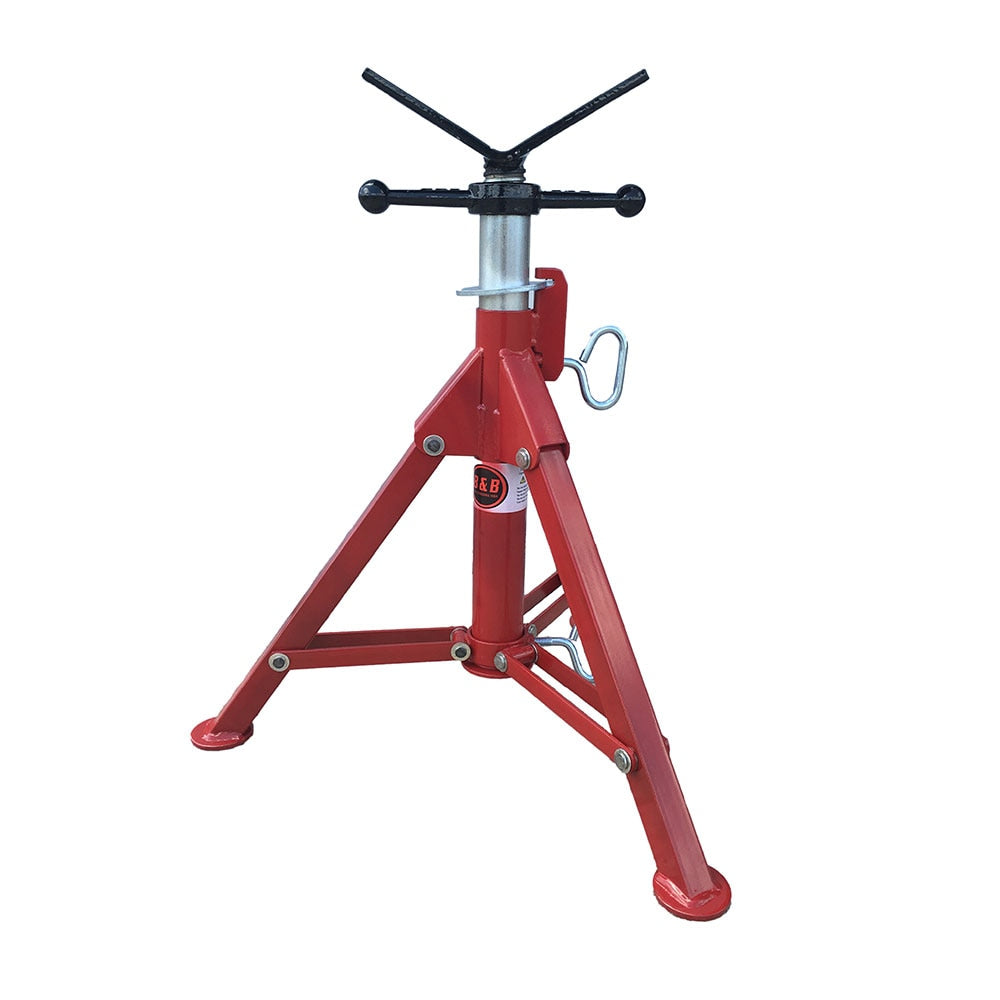 B&B Pipe Tools 4000 Short Folding Leg V Head Pipe Jack - Heavy Duty Support for Plumbing, HVAC & Construction - Perfect for Pipe Installation, Repair & Maintenance