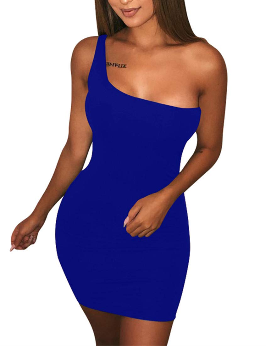 BORIFLORS Women's One Shoulder Bodycon Mini Dress - Sexy Casual Clubwear for Night Out, Party & Summer Vacation