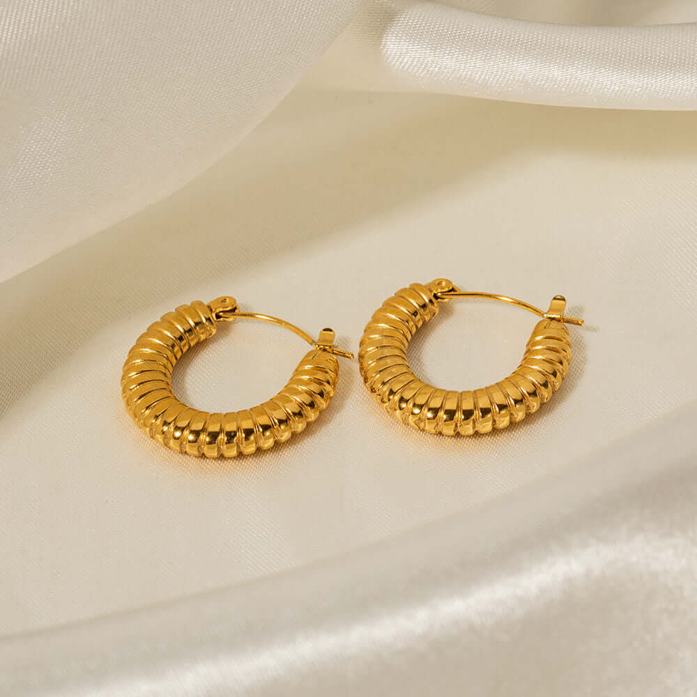 Minimalist 18K Gold Plated Hoop Earrings for Women - Classic Small Gold Hoops for Everyday Wear | JDEW018 | Perfect for Office, Date Night & Casual Outfits