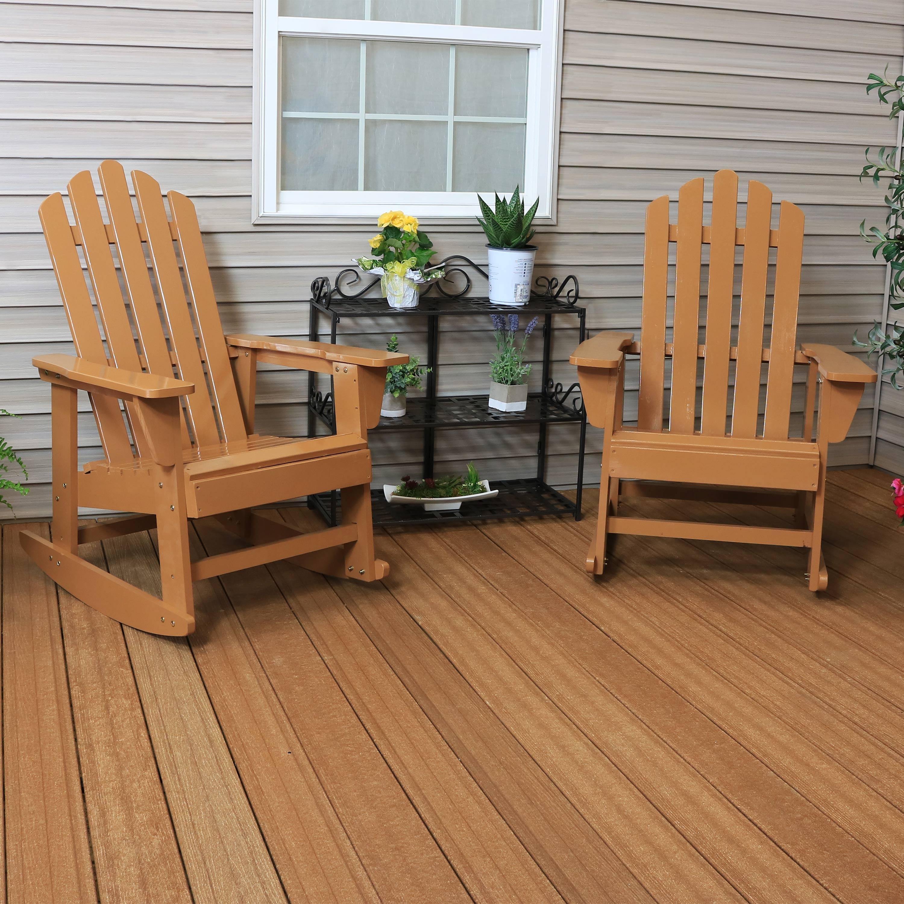 Premium Cedar Wood Adirondack Rocking Chair for Outdoor Patio, Garden & Porch - Comfortable Wooden Rocker with Weather-Resistant Finish - Perfect for Relaxing, Sunbathing & Backyard Decor