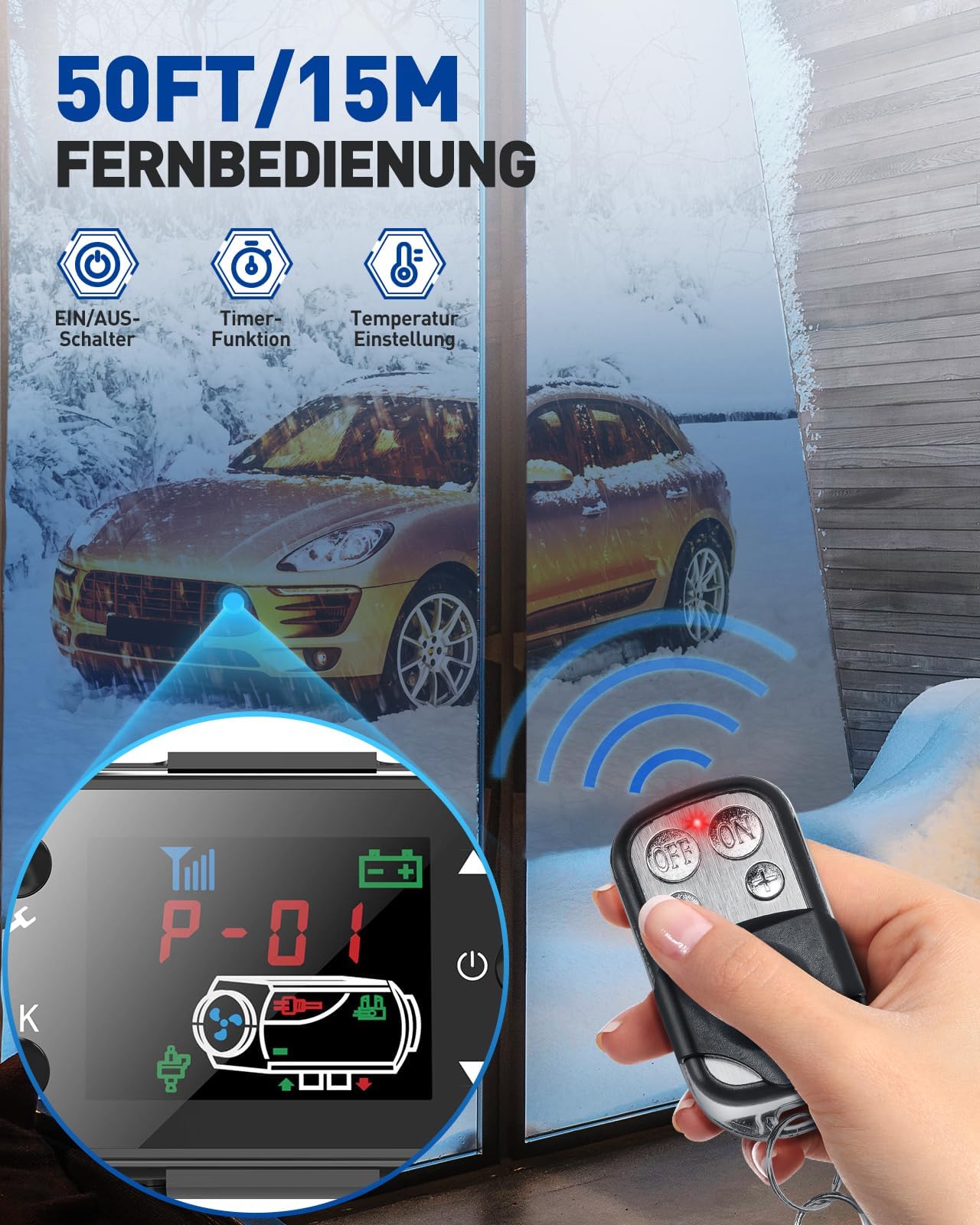 Torchbeam 12V 5KW Diesel Heater with LCD Digital Monitor & Remote Control - Portable Parking Heater for Cars, RVs, Trucks, Campers, Motorhomes - Ideal for Winter Camping, Road Trips & Off-Grid Living