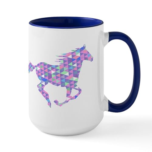 White/Navy Inside - Running Horse Mugs